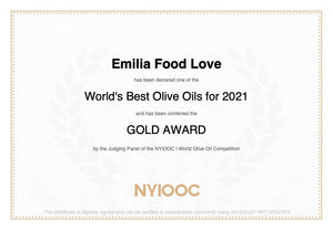 Extra Virgin Olive Oil "Colline di Romagna" DOP GOLD AWARD at NYIOOC