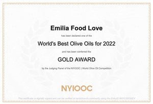 Extra Virgin Olive Oil "Colline di Romagna" DOP GOLD AWARD at NYIOOC